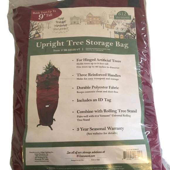 612 Vermont 9' Upright Tree Storage Bag For Hinged Artificial Christmas Trees - Picture 9 of 11